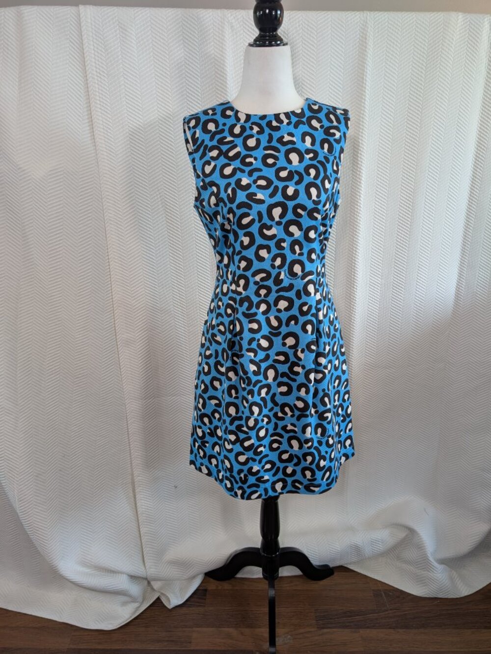 Love Moschino Blue Leopard Print Textured Dress • Size 6